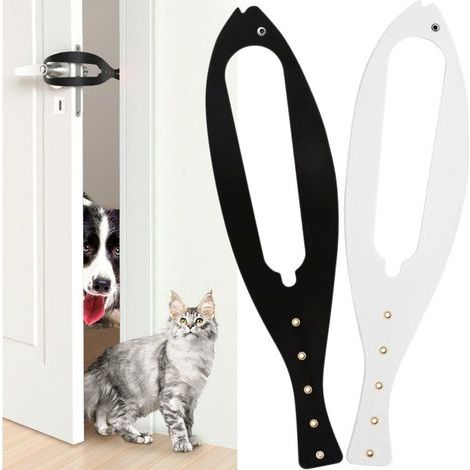BUNTHAUS Chatière à loquet fixe, réglable et remplaçable, facile à entrer et à sortir pour les chats, empêche les chiens de jeter leurs détritus et de manger, lot de 2 (1/5)