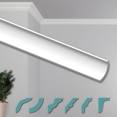 HEXIMO Corniches de Plafond Modernes en Polystyrène XPS Blanc, 2 Mètres Moulures Décoratives Angles: ZG26 - 68 x 68 mm, 2 Meter / 1 Stück (de)