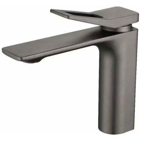 Robinet de lavabo - Inox 304 brossé - Anticalcaire - Chaud et froid - Grey (1/4)