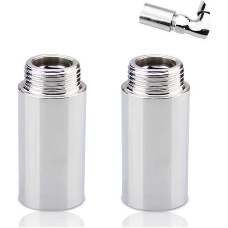 Pair Lot de 2 rallonges de robinet 1/2\" x 70 mm, 1/2\" IG x 1/2\" AG DN15, rallonge filetée DN15, raccord d'extension en acier inoxydable de 70 mm, rallonge de raccordement pour installation de chauf (1/5)