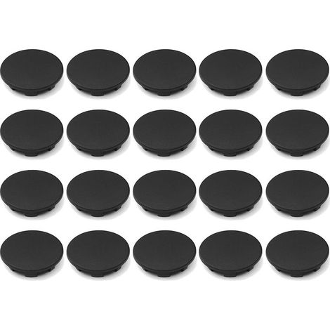 20 tappi copriforo in plastica nera da 22,2 mm per mobili, pareti e divisori (1/2)