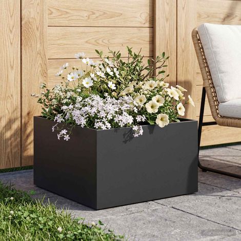 vidaXL Macetero de Jardín Negro 60 x 60 x 30 cm Acero laminado en frío (1/5)