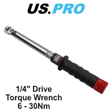 US PRO TORQUE WRENCH 1/4"" DRIVE 6-30NM CV STEEL RATCHET CLICKER RATCHET 6785 (1/3)