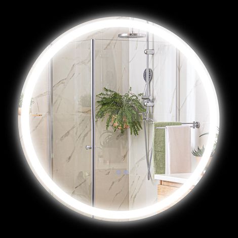 Miroir Lumineux LED Rond Mural Ø 70 cm AoSenYunZhou 23W 3 Couleurs Tactile Salle de Bain Coiffeuse (1/5)