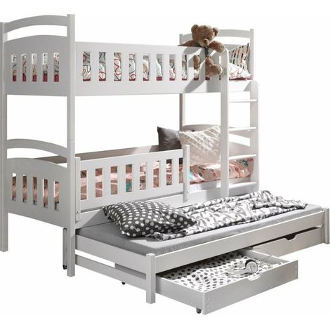 Litera Vista 119, Blanco, De dos pisos with a pull-out extra cama, De dos pisos, 80x170, 80x180, Madera, Somieres, 86x188x164cm