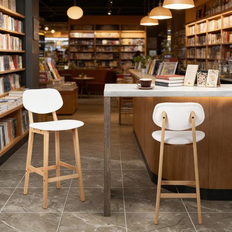 Chaises élégantes pour salle à manger,chaises de bar robustes,chaises Chat avec sellerie épaisse (seulement un ensemble de 2 tabourets de bar) (1/5)