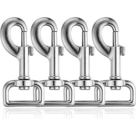 Mousquetons pivotants pour laisse de chien - Laisses et colliers - Fermetures métalliques inoxydables - Mousquetons durables - 4 pièces (1/5)