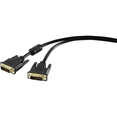 Câble de raccordement DVI Fiche mâle DVI-D 24+1 pôles, Fiche mâle DVI-D 24+1 pôles 1.80 m noir RF-4212195 avec noyau en ferrite, contac W717831 (1/2)