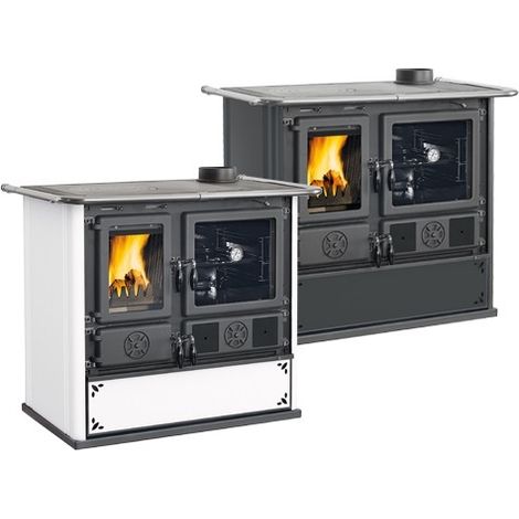 Cucina a legna in acciaio 8.8 Kw 103x65xH85 cm bianca 5.0 Steel Nordica (1/2)
