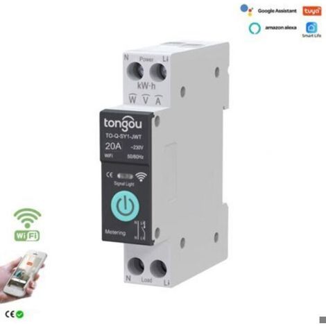 1 Interrupteur Wi-Fi 20A, disjoncteur avec mesure, commande vocale, pour maison