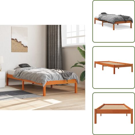 - vidaXL Letto senza Materasso Marrone Cera 75x190 cm in Legno di Pino -