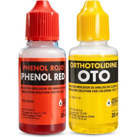 Kit de rechange test chlore et pH, flacon liquide Phenol et Oto en gouttes, accessoires piscine basique, convient à tout type d'eau, contient 20 ml de phenol et 20 ml OTO en gouttes (1/5)