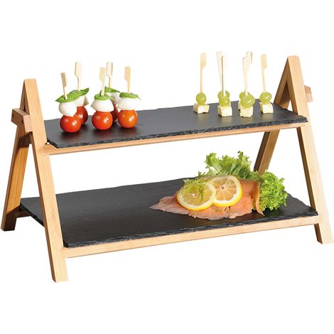 Serviertablett, 2 Ebenen, Schiefer, Kesper