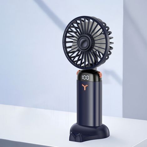 Mini ventilateur portable rechargeable – 5 vitesses, autonomie 8h – Écran digital, inclinaison 90° – Avec socle – Idéal pour intérieur et extérieur-Vert (1/5)