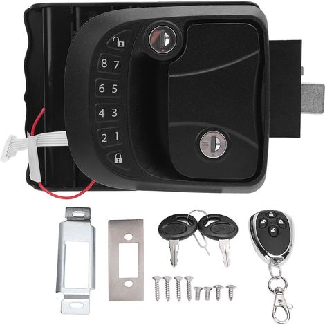 Serrure porte camping-car sans clé avec télécommande, alliage zinc noir, clavier intégré, côté gauche, épaisseur 30-40mm (1/5)