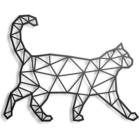 JSSEVN-Sculpture murale décorative en métal - Ombre flottante - En acier - 35 x 20cm - Walking Cat (1/5)