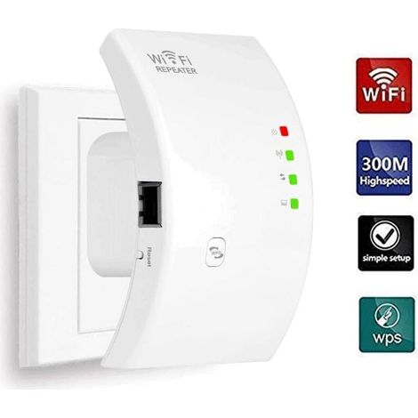 Répéteur WiFi Amplificateur WiFi Puissant N300,2.4GHz WiFi Repeteur avec 1 Port Ethernet,Intégrées Norme IEEE 802.11 b/g/n,Compatible avec Tous Les Routeurs,Facile à Installation (1/5)