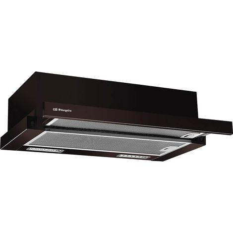 Campana telescópica Orbegozo 60 cm TL 06260 A MA, 2 niveles de potencia, 2 filtros aluminio desmontables, extracción 302 m3/h, clase energética D, 65 W