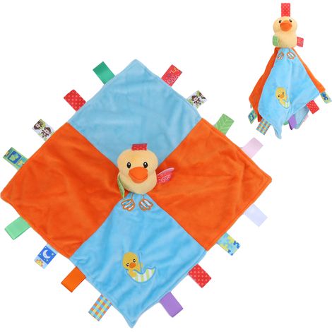 Lot doudou bébé canard 1 avec hochet, peluche apaisante pour nouveau-né, animal en peluche réconfortant, couverture de sécurité pour nourrisson (1/5)