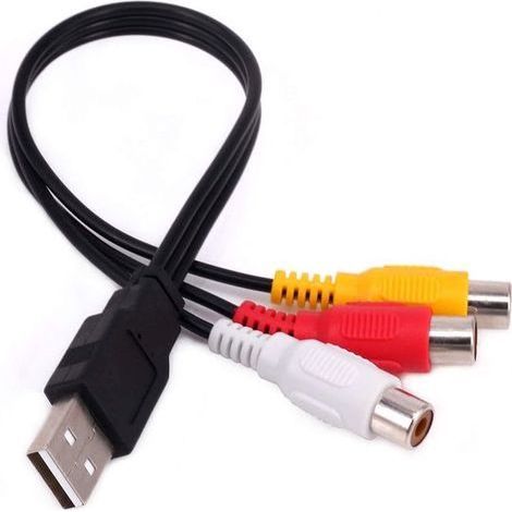 Longziming - Câble USB vers 3 RCA - 0,3 m - Adaptateur audio/vidéo AV avec 3 connecteurs RCA femelles vers USB mâle pour TV et PC (1/5)