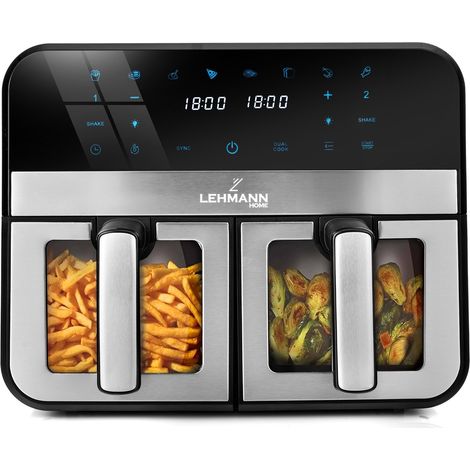 Friteuse sans huile 9L 2400W Wi-Fi – Double cuisson – Technologie de circulation d'air – Pour cuisson saine et rapide – Lehmann