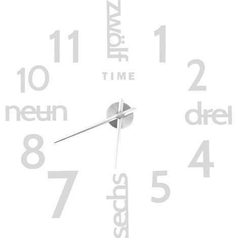 Horloge Murale Décorative avec Surface Miroir - Autocollant pour Cuisine et Salon, Design Argenté
