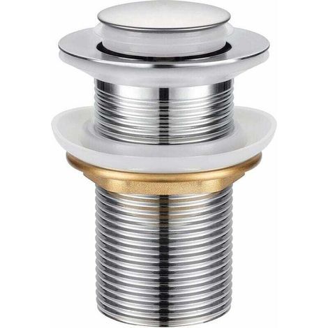 Bonde de Lavabo, XU,Universel Bonde Pop-up sans Trop-plein Bonde de Vidage Automatique avec Bouchon de Vidange sans Tirette à Clapet Push Open en Inox Chromée pour Lavabo Salle de Bain FOREHILL - KZQ (1/4)