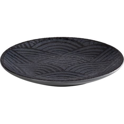 84907 Assiette DARK WAVE, Ø 14,5 cm, hauteur 1,5 cm, mélamine, noir/décor ondulé (1/5)