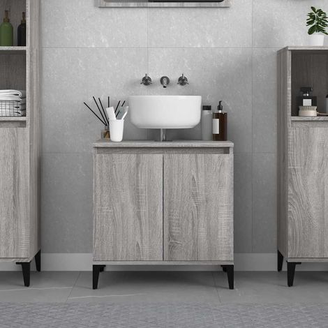 vidaXL Mobile Lavabo Grigio Sonoma 58x33x60 cm in Legno Multistrato