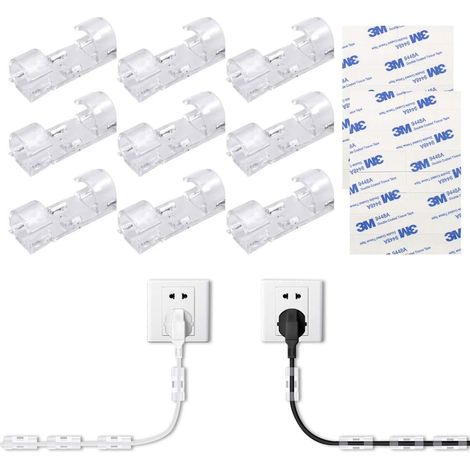 32PCS 10mm Clips Câbles Adhésifs, Rangement de Câbles, Gestion de Câble pour Organiseur de Fils Electriques pour TV, Chargeur, Voiture, PC, Bureau, Maison, Organiseur Bureau, Cordon Électrique (1/5)