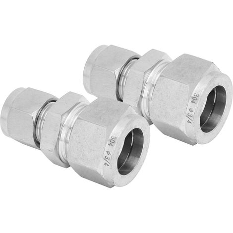 Adaptateur de tube à compression droit en acier inoxydable 304 à double bague de réduction Ф1/2-Ф3/4 (1/5)