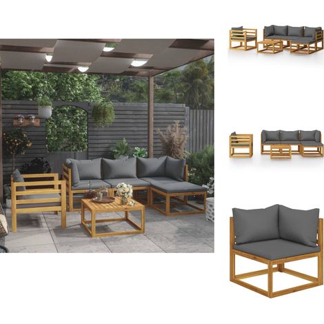 Gartenmöbel-Sets - Living 6-tlg. Garten-Lounge-Set mit Auflagen Massivholz Akazie (1/5)