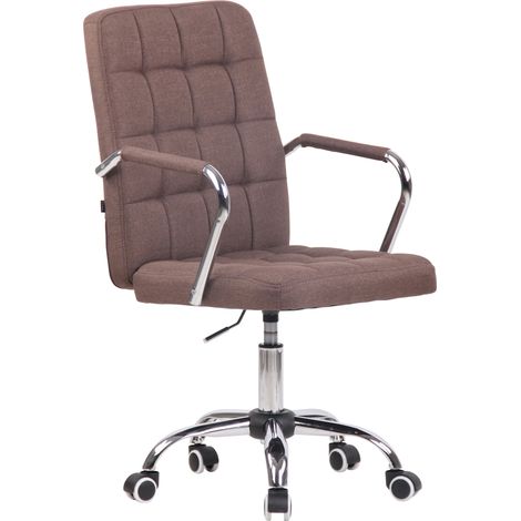 CLP – Fauteuil de bureau Terni marron tissu – Design ergonomique – Hauteur réglable 93-103 cm – Assise rembourrée 46-56 cm – Roulettes légères (1/5)