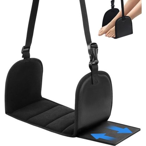 Poggiapiedi per aereo. Base rimovibile con imbottitura in memory foam. Robusta base in cartone rigido per evitare cedimenti. Allevia il dolore ai piedi durante i voli lunghi. (1/5)