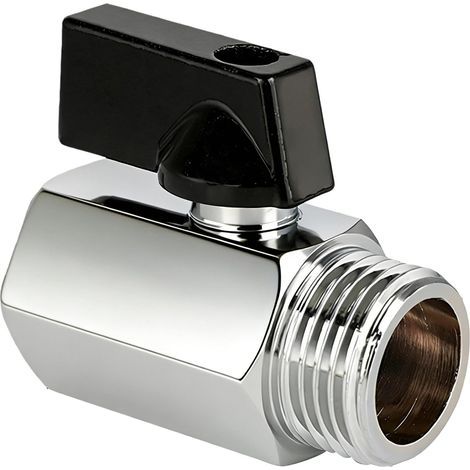 Mini brass ball valve, internal and external threads, mini ball valve, mini guillotine valve, threaded fitting (G1/2"). (1/5)