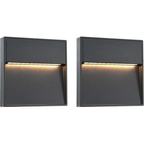 Lámparas LED de pared para jardín 2 unidades cuadrada negra 3 W vidaXL