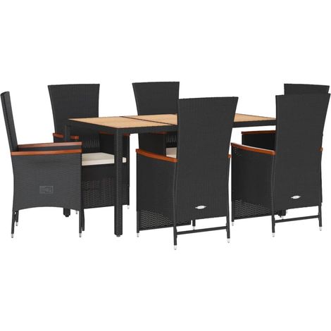 Maison Exclusive - 7-tlg. Garten-Essgruppe mit Kissen Schwarz Pol (1/5)