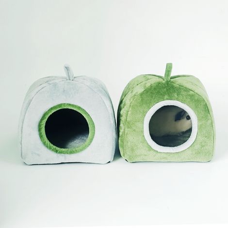 Lot de 2 petits lits pour cobayes, cachettes, lavables, accessoires pour cage, convient aux cobayes, chinchillas, hamsters et hérissons - Couverture épaisse et chaude style yourte mongole 191915