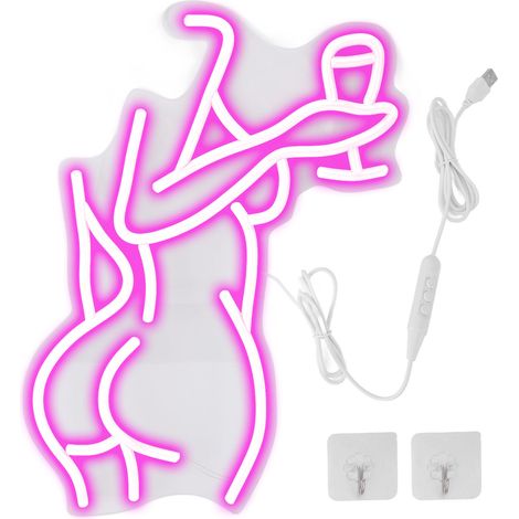 Panneau néon pour femme, lumière LED rose, décor à intensité variable pour chambre à coucher, Bar, magasin (1/5)