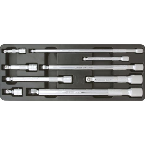 KS Tools 1/4"+3/8"+1/2" CHROMEplus Kipp-Verlängerungs-Satz, 9-teilig (1/4)