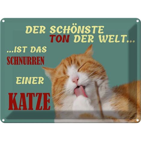Plaque métallique 30x40 cm Le plus beau son est le ronronnement d'un chat (1/4)