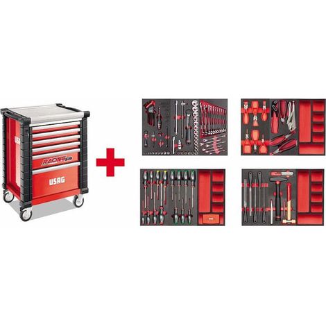 Carrello Usag RACING 519 RS6/3MM con Assortimento Manutenzione 156 pz