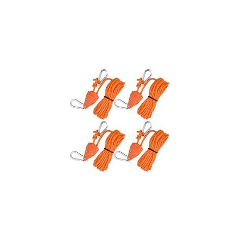 4 Pièces (Orange) Corde de Tente Réfléchissante, 4mm Cordes à Cliquet avec Crochets, 5M Corde De Camping Légère pour Tente, Paracorde Corde avec Poulie pour Auvent, Tente, Bâche, Randonnée Exté