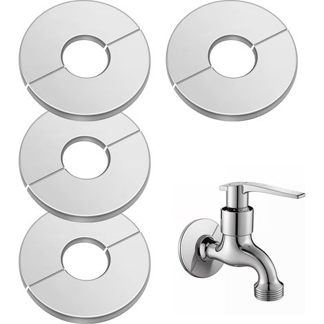 Lot de 4 Plaques de plomberie, Acier inoxydable, Autocollantes, Diamètre 6,6 cm, Pour cuisine et salle de bain (1/5)