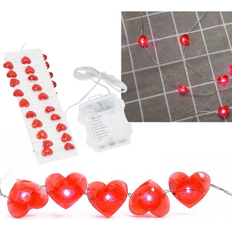 Herzförmige Lichterkette mit 30 LEDs, 3 m Kupferdraht, ideal für Gartenpartys und den Valentinstag (warmweiß). (1/5)