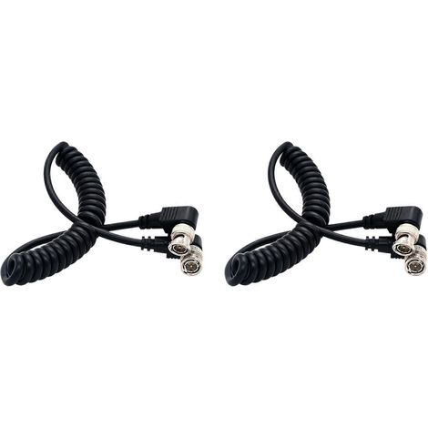 2 câbles vidéo coaxiaux pour caméra, fil à ressort en PU, coude BNC à angle droit (1/5)