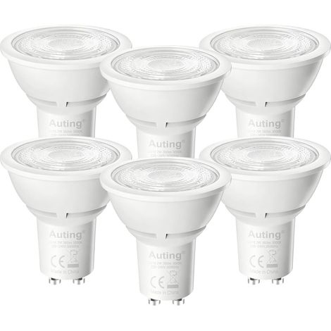 Ampoules LED GU10, 6 Pièces 2W (Remplacent 40W), 360LM, Spots LED Réflecteurs Lumière Blanc Chaud 3000K, Angle d'Éclairage 38°, Non Dimmable, Classe d'Efficacité Énergétique A (1/5)