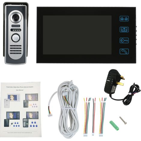 Interphone vidéo couleur 7 pouces OWSOO avec écran tactile, caméra extérieure étanche, moniteur intérieur et vision nocturne pour la sécurité de votre domicile. (1/3)