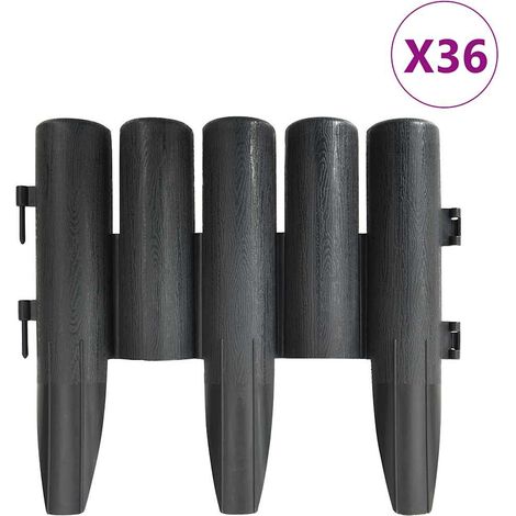 Bordures de pelouse 36 pcs Anthracite 10 m PP (1/5)