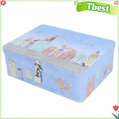 Boîte de rangement en métal vintage avec couvercle 9,6x7,1x3,3 pouces Boîte à biscuits décorative pour la cuisine et l'organisation (1/4)